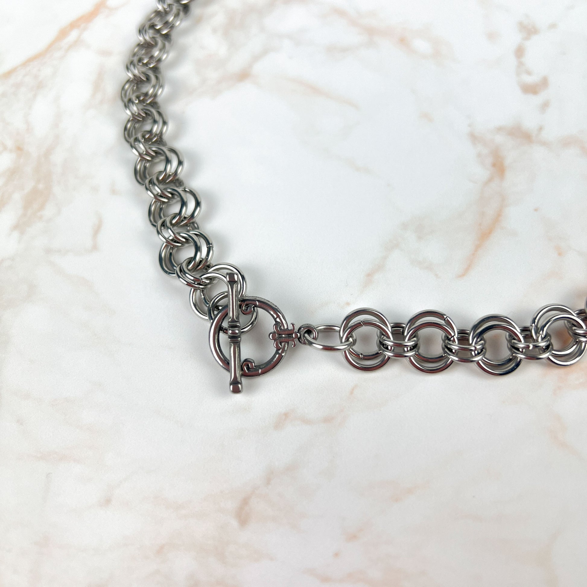 Your own custom charm necklace, 2 in 2 chainmail, stainless steel Baguette Magick