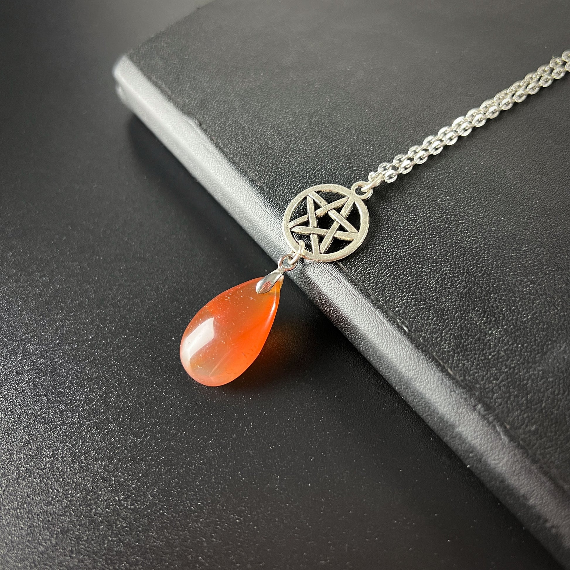 Carnelian and pentacle witchy choker necklace Baguette Magick