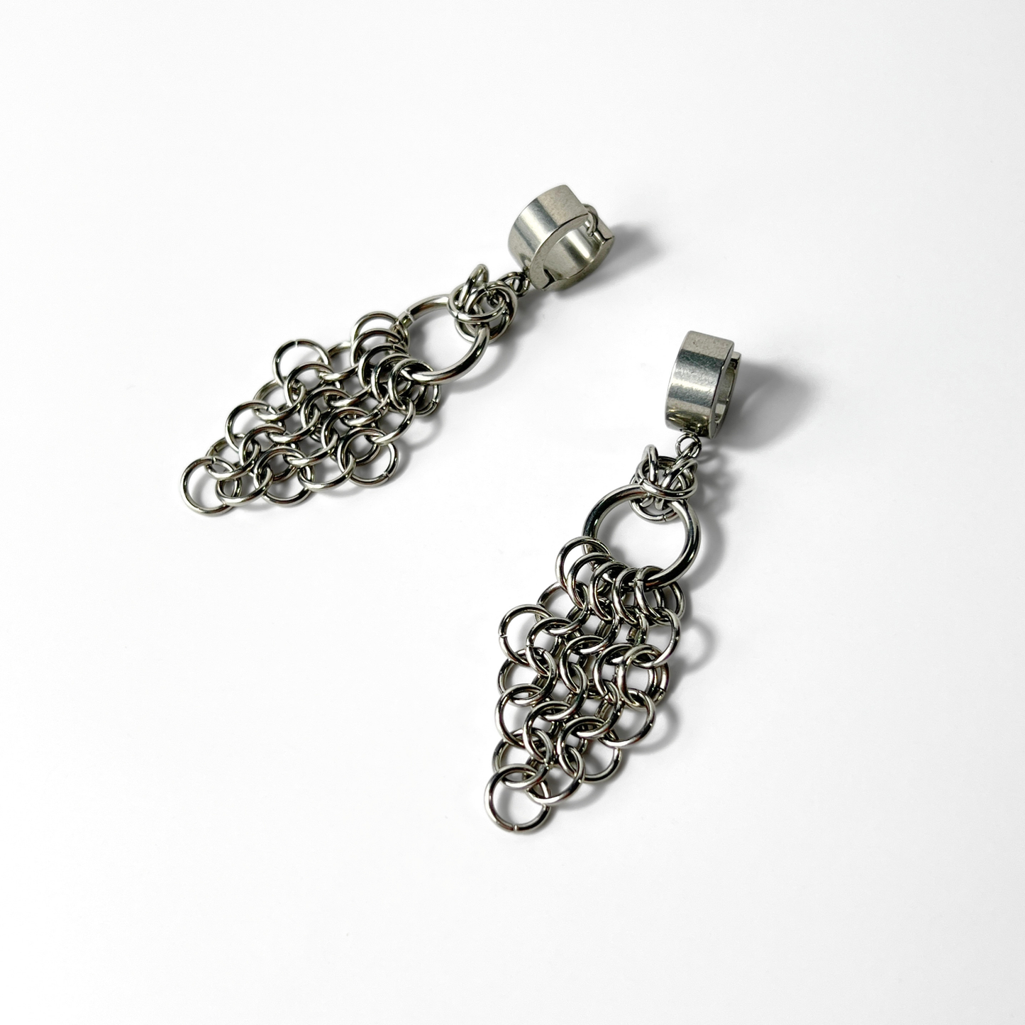 Chainmail earrings, Byzantine and European, stainless steel
