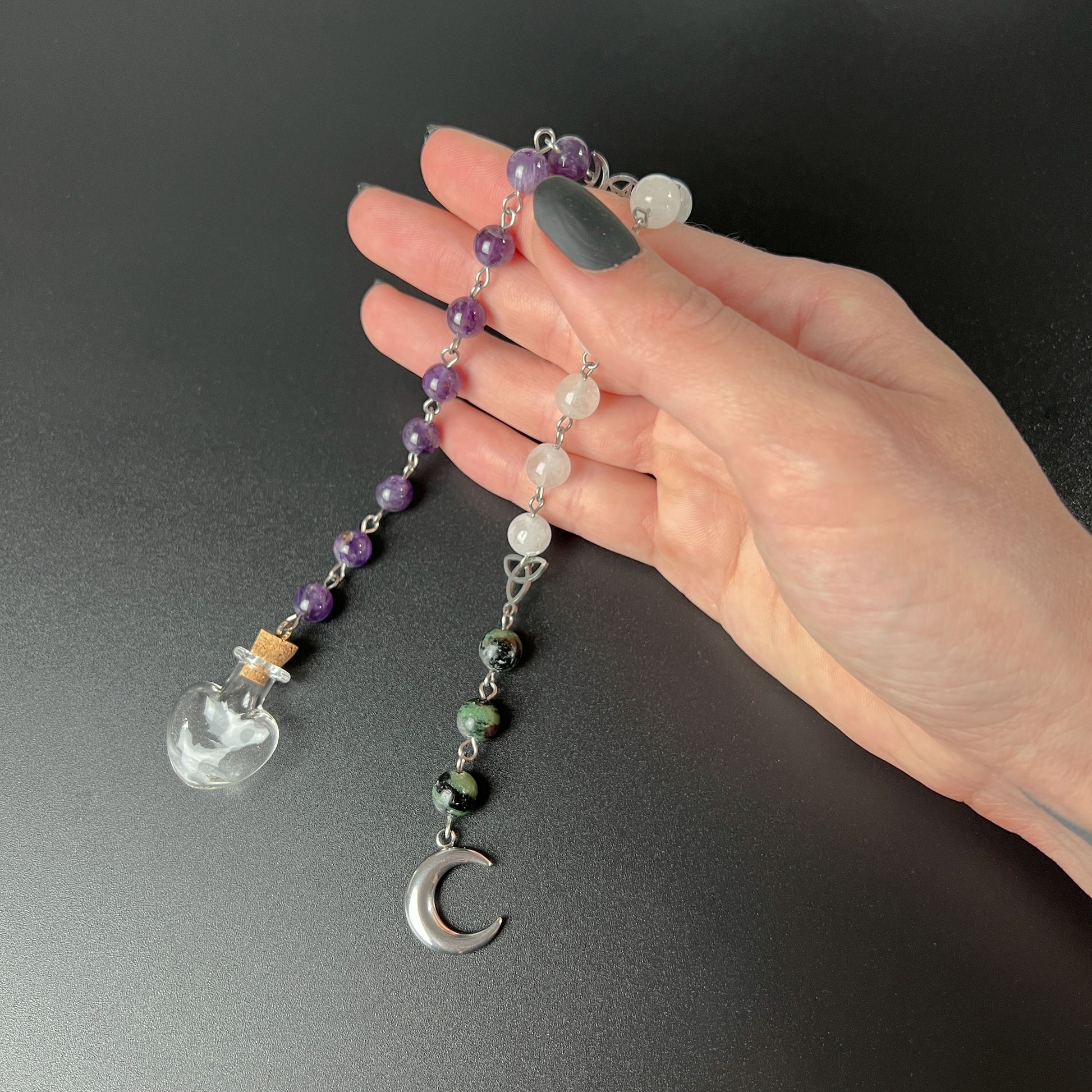 Magic potion and triple moon witch ladder, stainless steel Baguette Magick