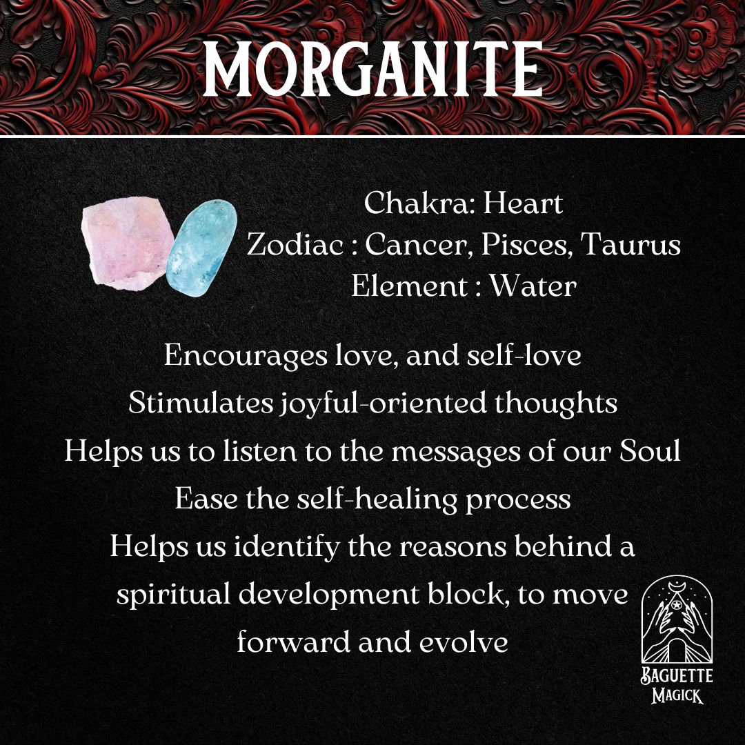 morganite crystal gemstone spiritual properties and virtues Baguette Magick