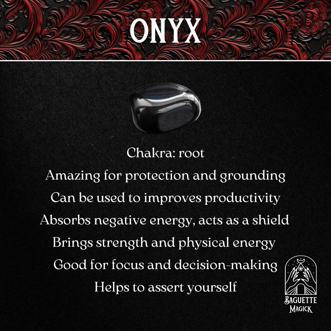 onyx crystal gemstone spiritual properties and virtues Baguette Magick