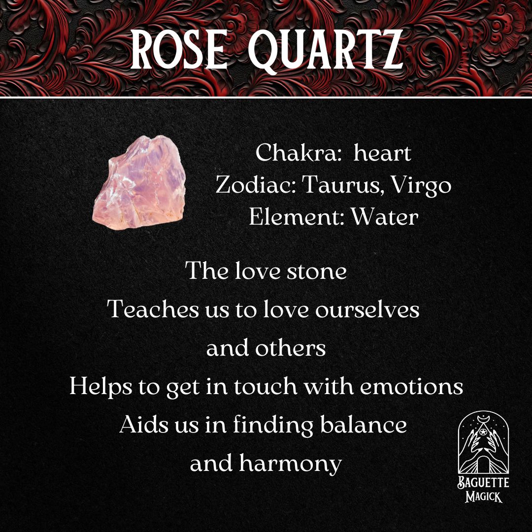 rose quartz crystal gemstone spiritual properties and virtues Baguette Magick