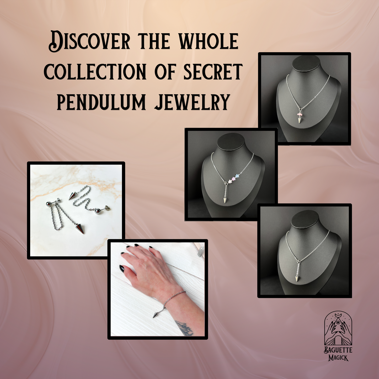 Bracelet pendule secret, outil de divination discret, acier inoxydable