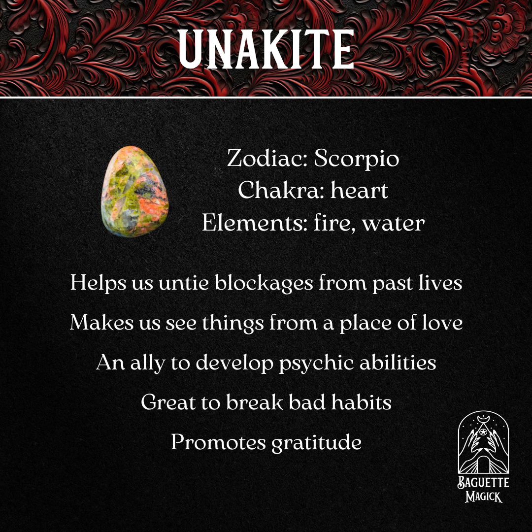 unakite crystal gemstone spiritual properties and virtues Baguette Magick