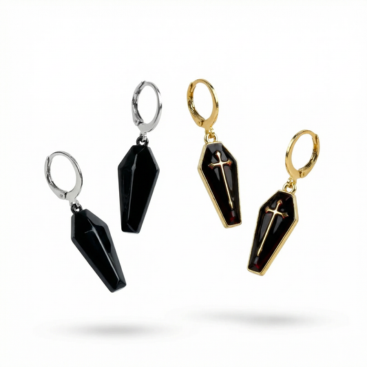 Coffins gothic earrings dark goth Halloween jewelry Baguette Magick