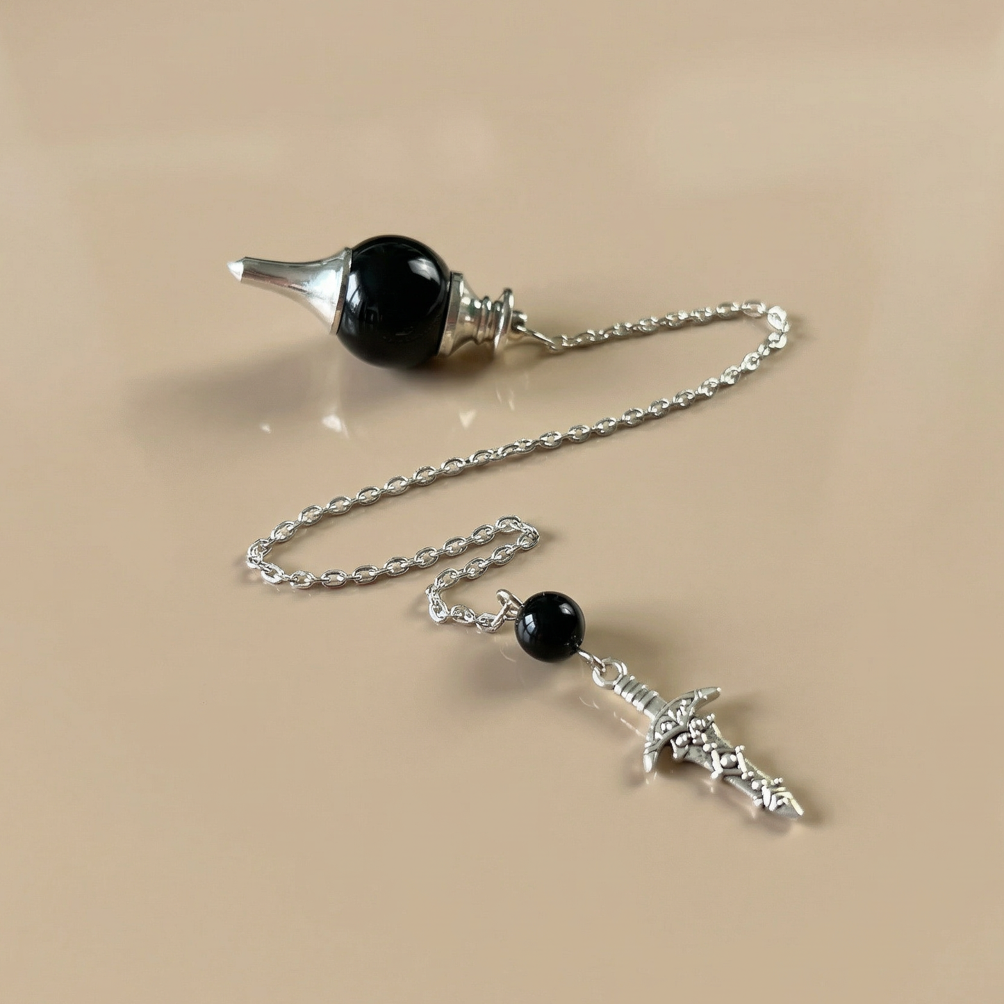 Black agate, obsidian and dagger Sephoroton dowsing pendulum