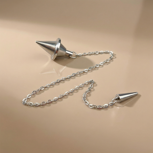 Silver-tone double cone pendulum with a spike charm Baguette Magick