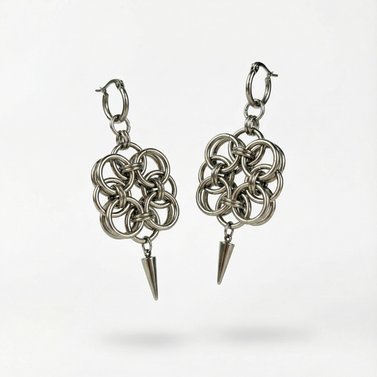 Boucles d'oreilles en cotte de mailles, créoles et pointes Helm Rose