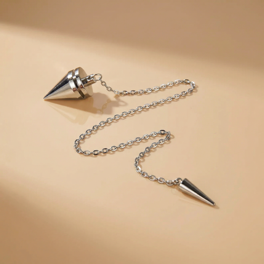 Cone and coil classic dowsing metal pendulum with a spike charm Baguette Magick