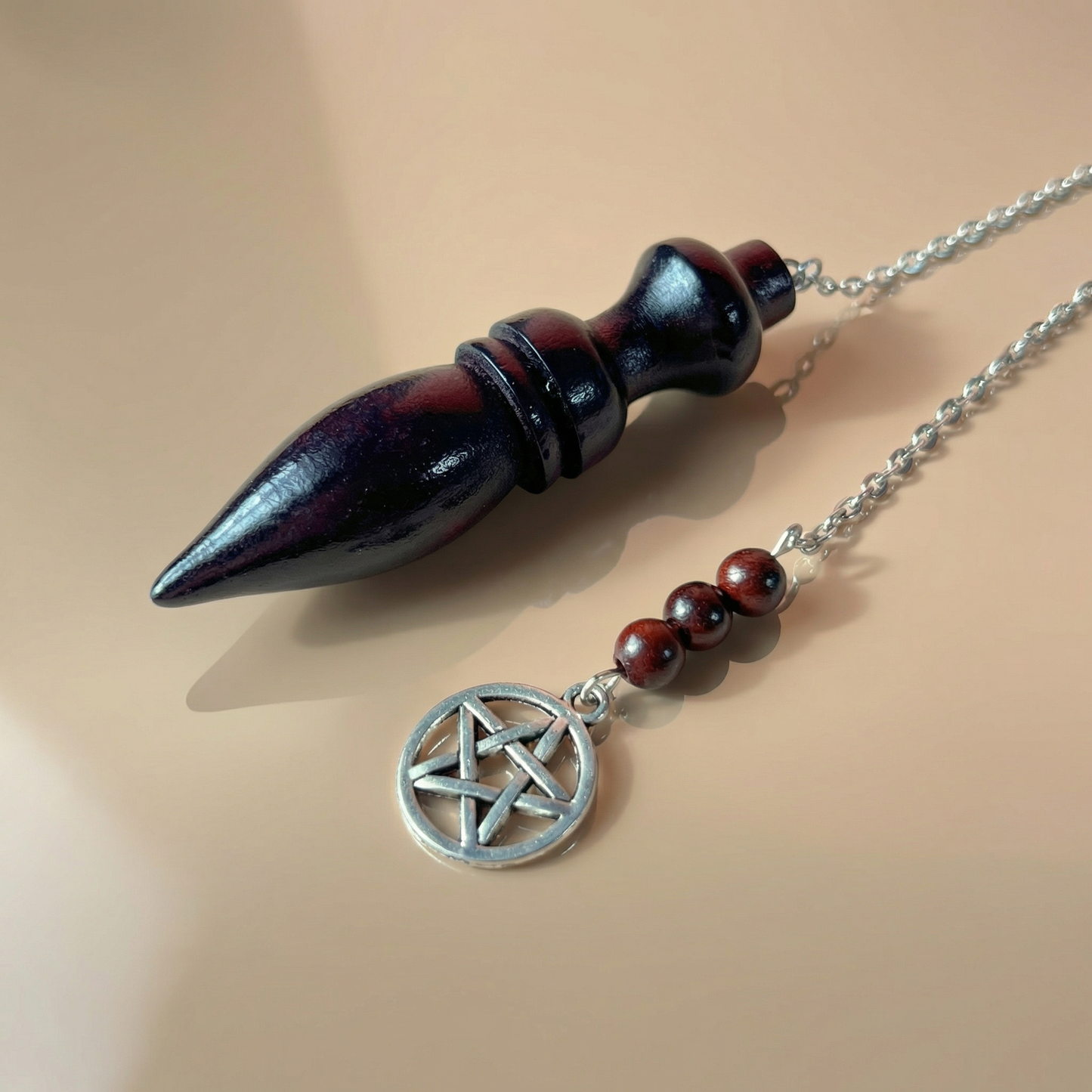 Coconut wood pentacle dowsing pendulum for divination