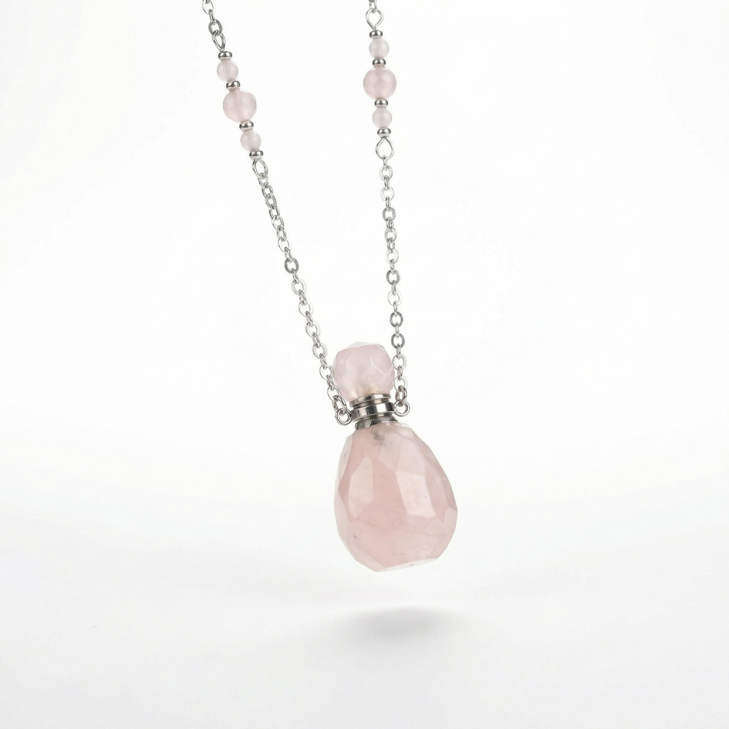 Perfume and potion bottle necklace in rose quartz Baguette Magick