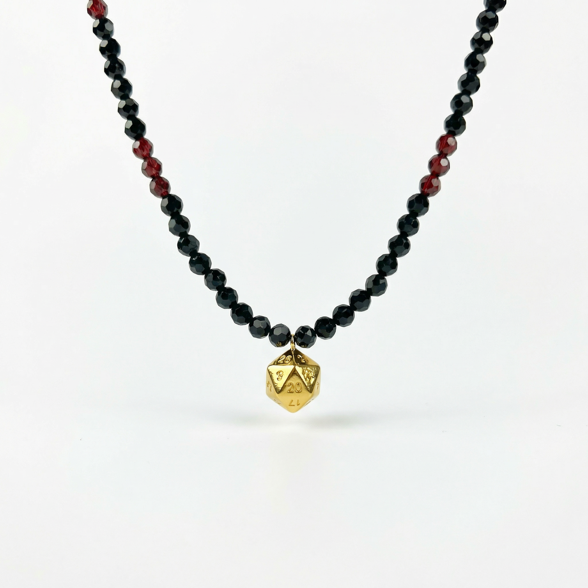 D20 faceted onyx and garnet beaded choker Baguette Magick