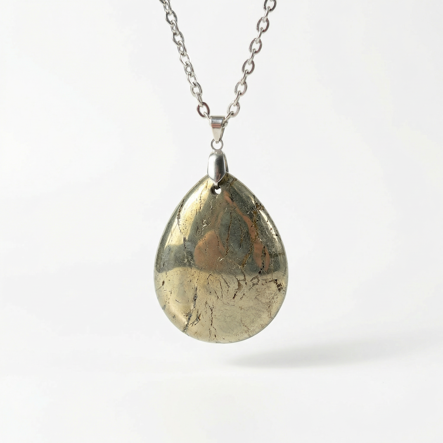 Teardrop Iron Pyrite gemstone necklace Baguette Magick