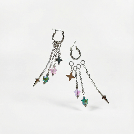 Boucles d'oreilles créoles shuriken et kunai à assortir