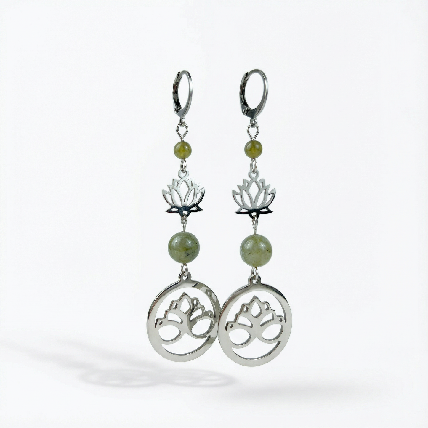 Lotus flower and labradorite earrings