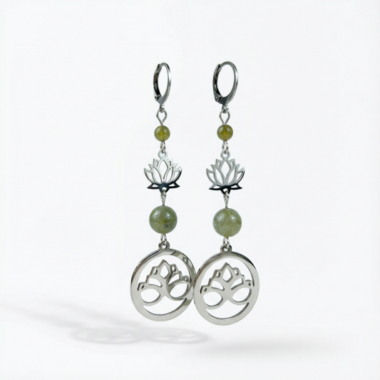 Lotus flower and labradorite earrings