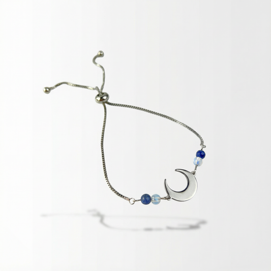 Lapis lazuli, opalite and crescent Moon slider bracelet Baguette Magick
