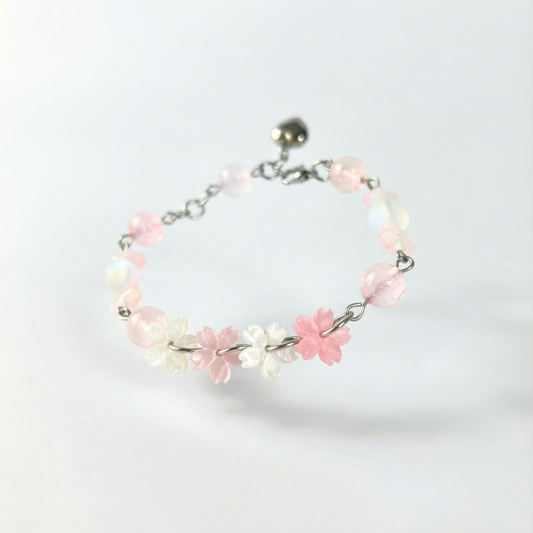 Bracelet Céleste Fleur de Cerisier, Quartz Rose