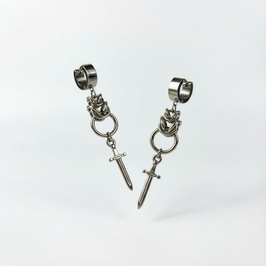 Dagger and Byzantine chainmail earrings