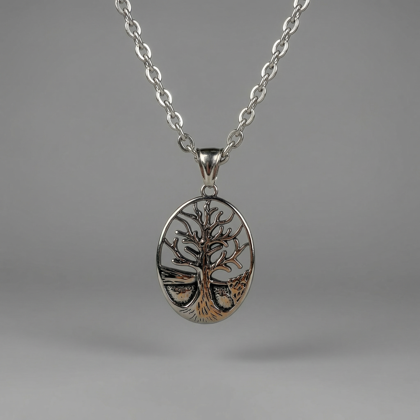 Winter tree gothic pendant necklace