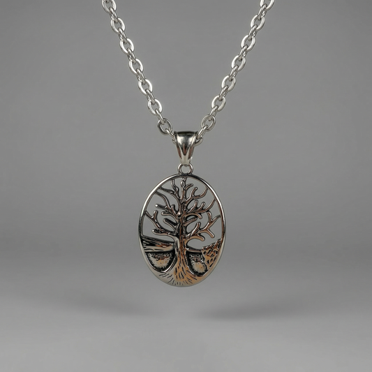 Winter tree gothic pendant necklace
