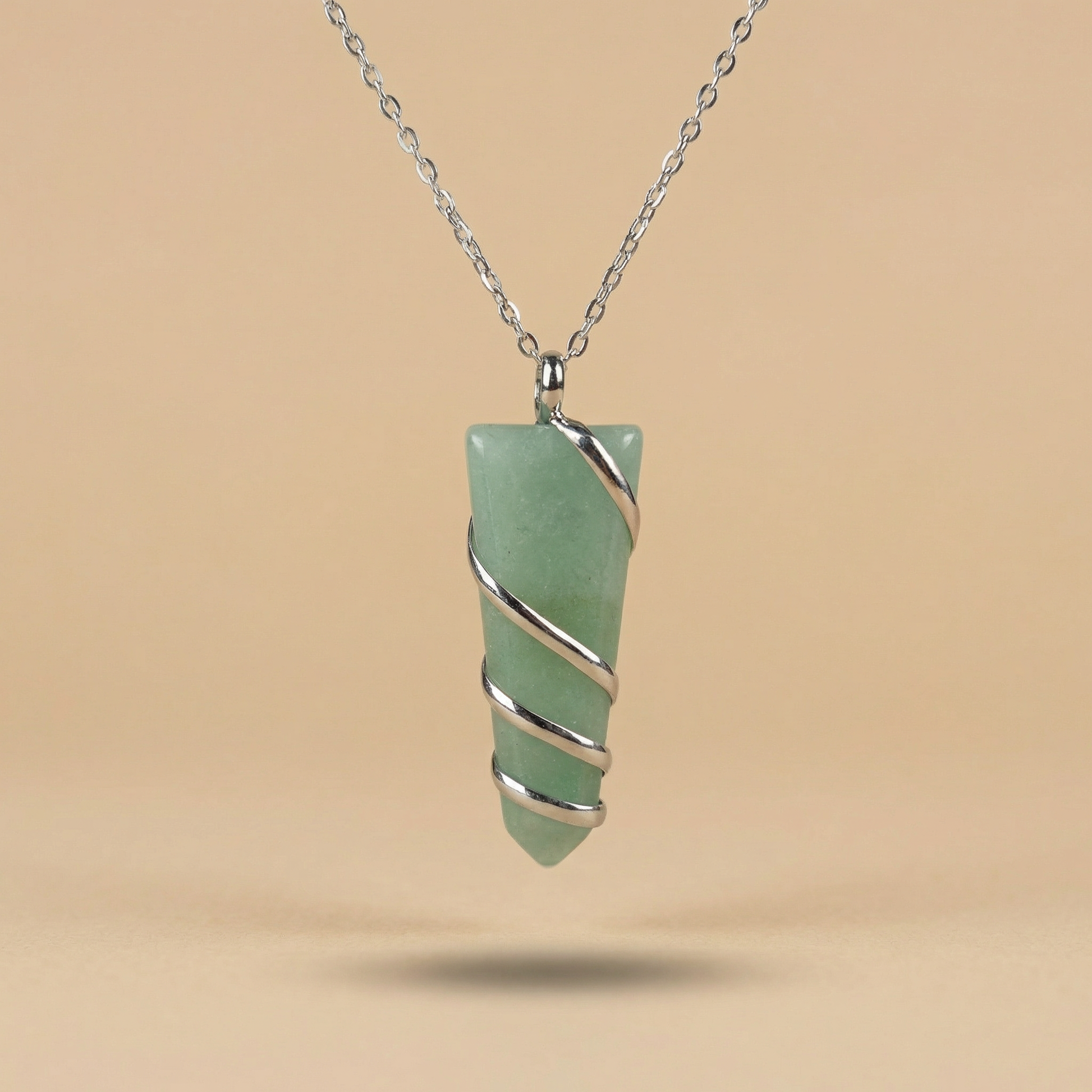 Aventurine spiral triangle necklace Baguette Magick