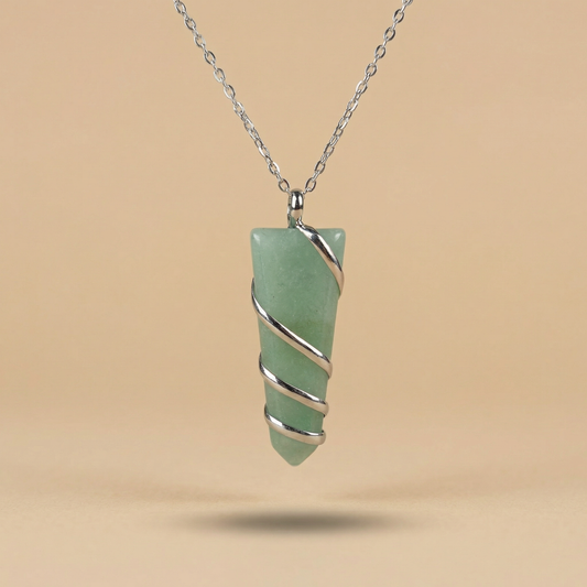Collier triangle spirale aventurine