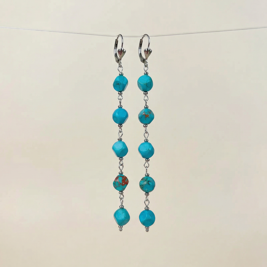 Long dangle & drop turquoise earrings Baguette Magick