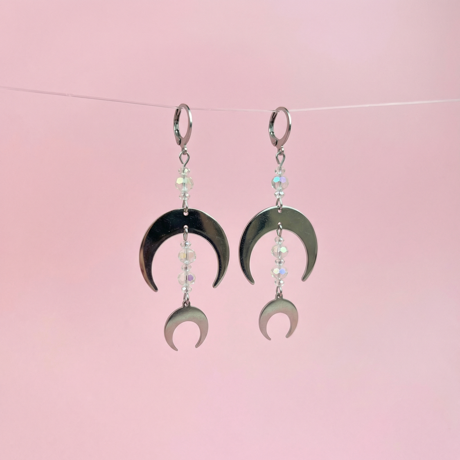 Moon crescents and crystals earrings Baguette Magick