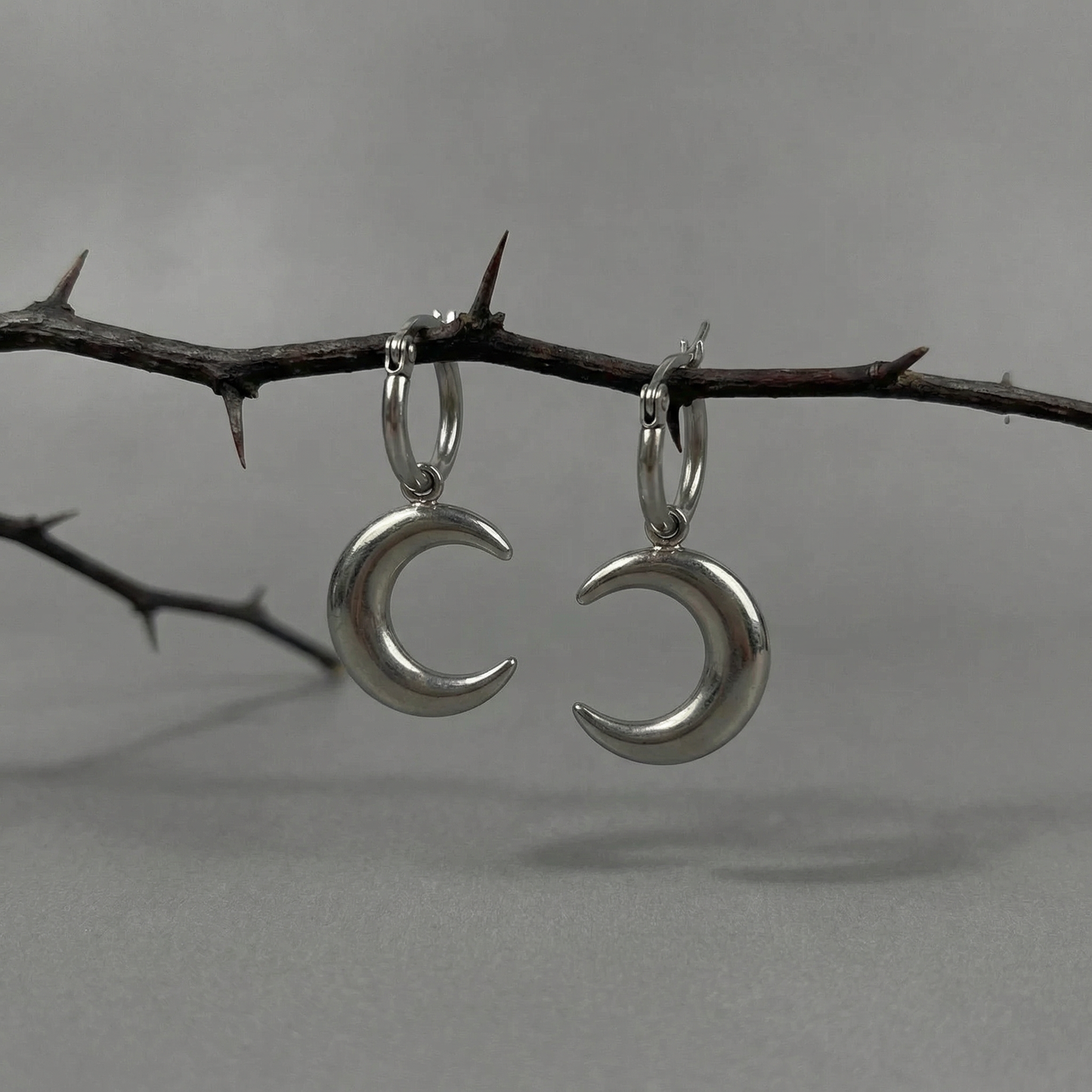 Crescent Moon pagan hoop earrings Baguette Magick