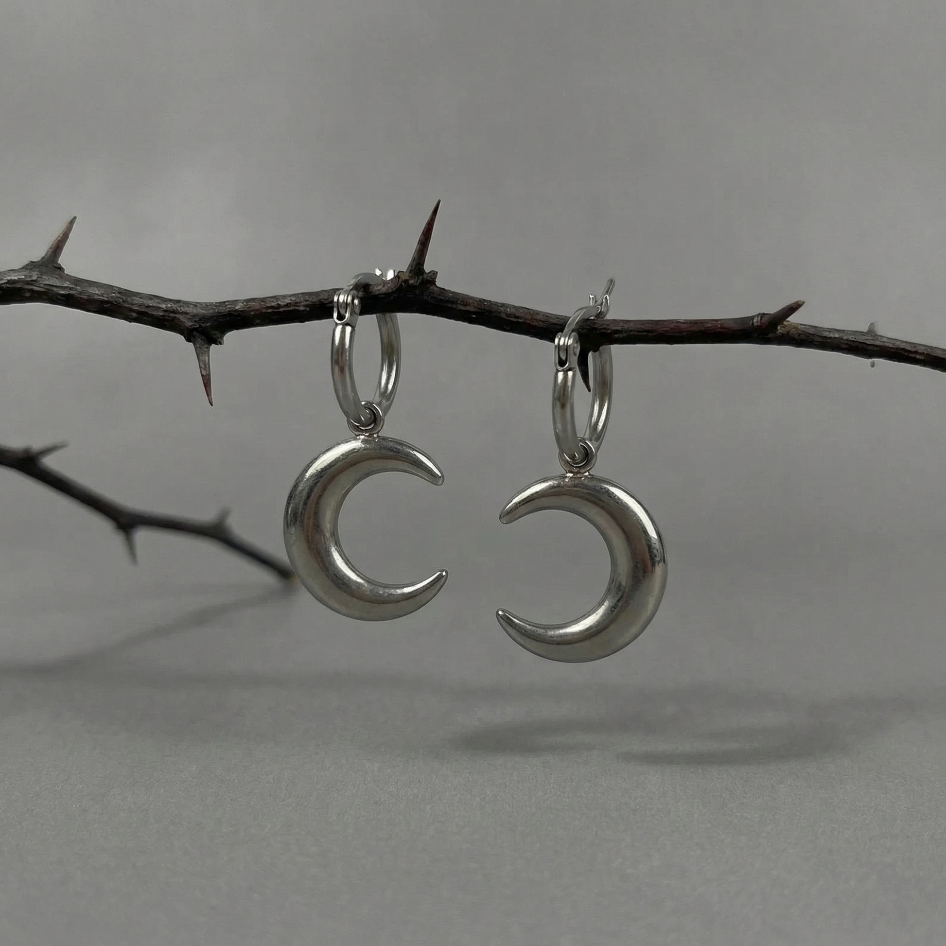 Crescent Moon pagan hoop earrings Baguette Magick