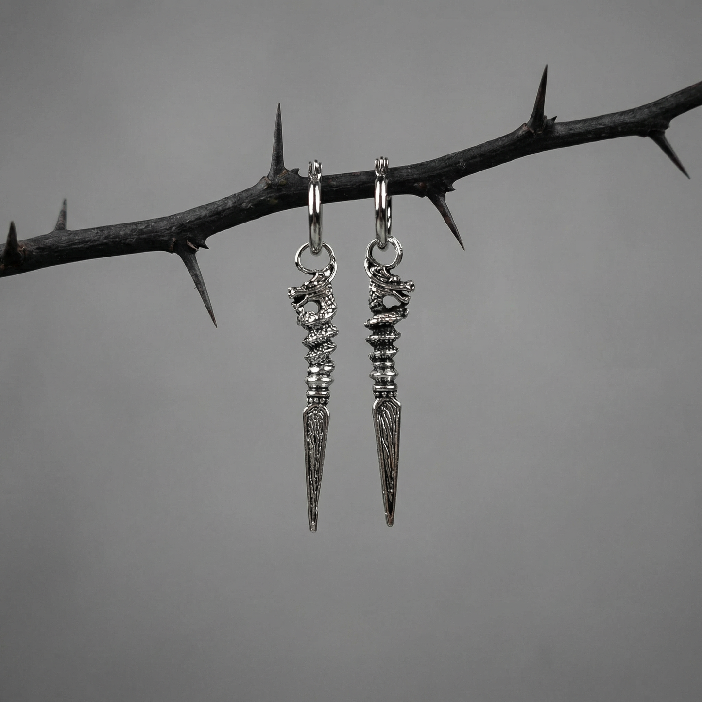 Dragon daggers hoops earrings