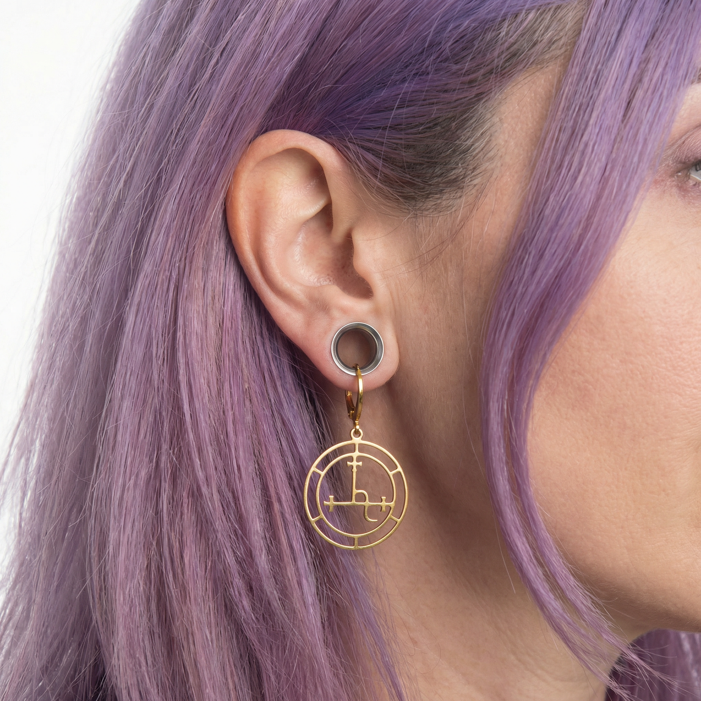 Lilith sigil earrings, gold or silver tone, stainless steel