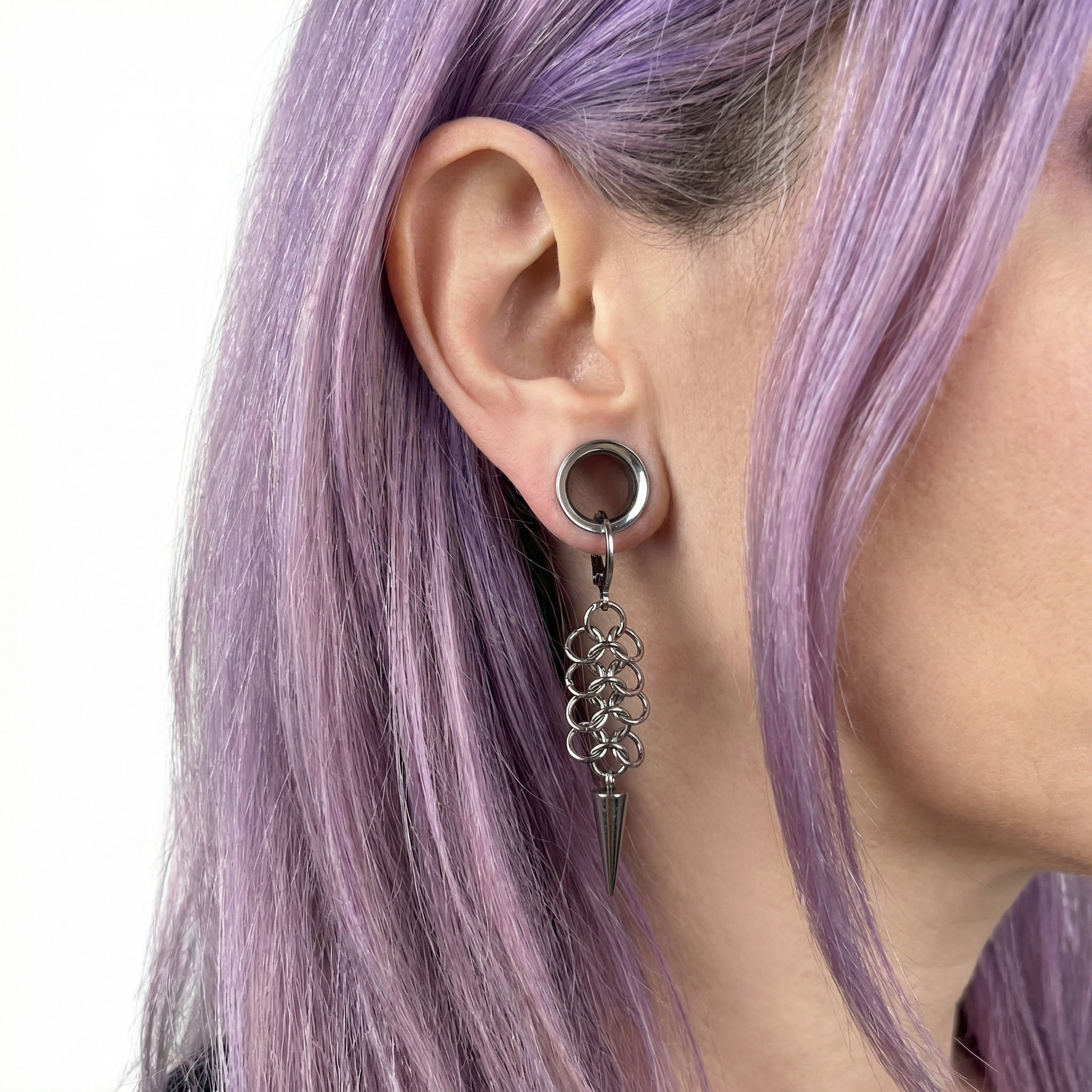 Micro European chainmail and spikes earrings Baguette Magick