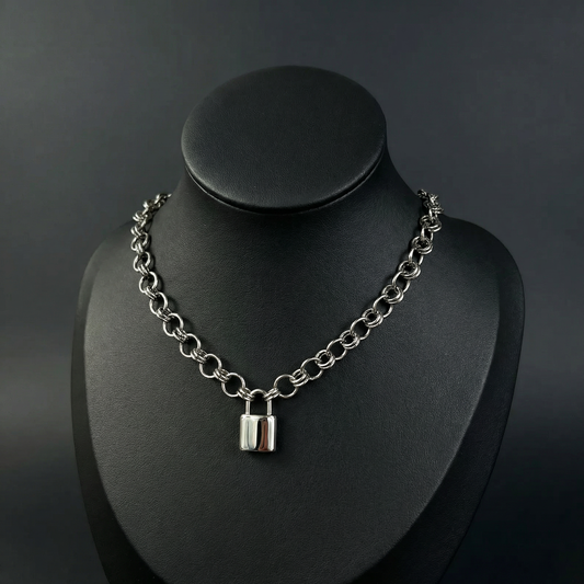 Collier ras du cou avec cadenas, pendentif commémoratif