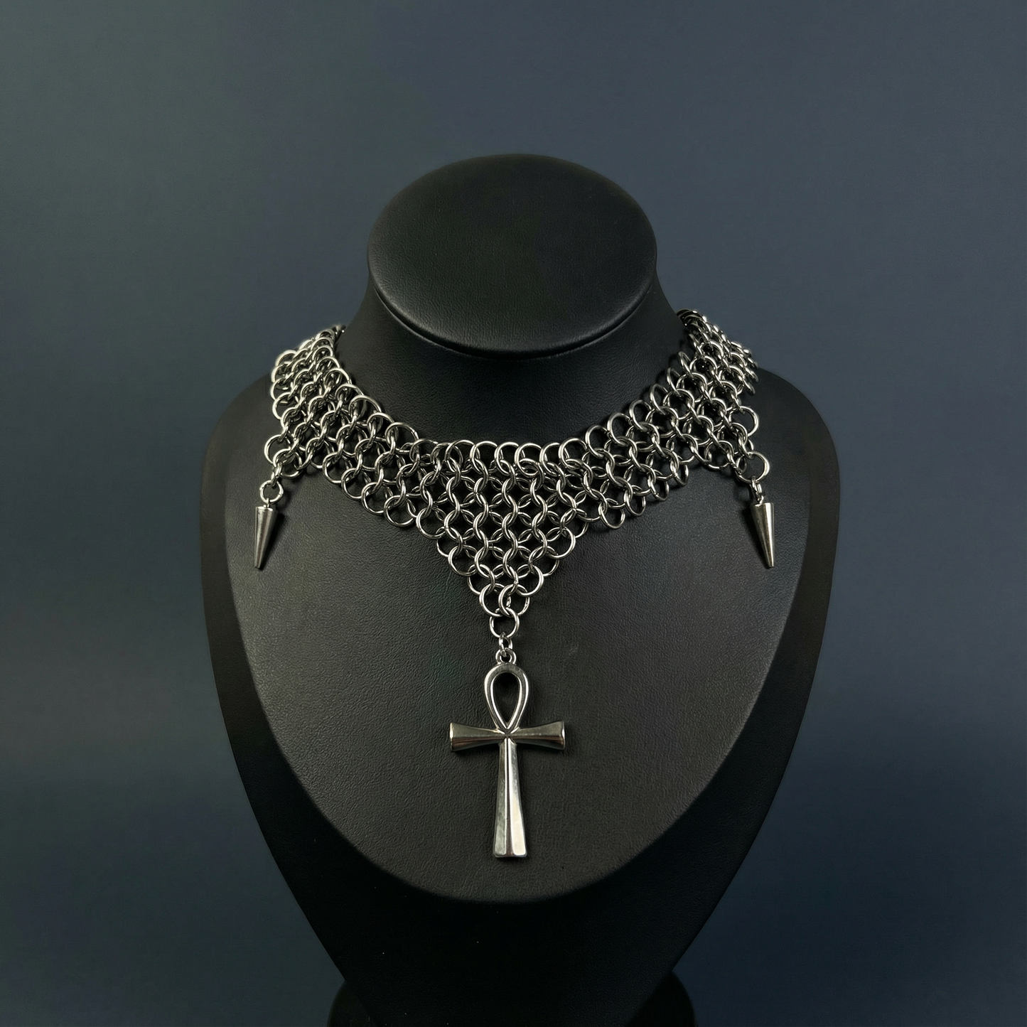 Ankh chainmail choker European 4 in 1 necklace