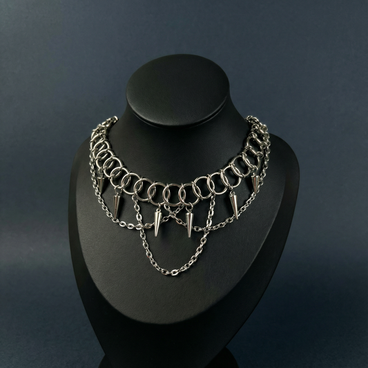 Centipede gothic chainmail choker, spikes and chains Baguette Magick