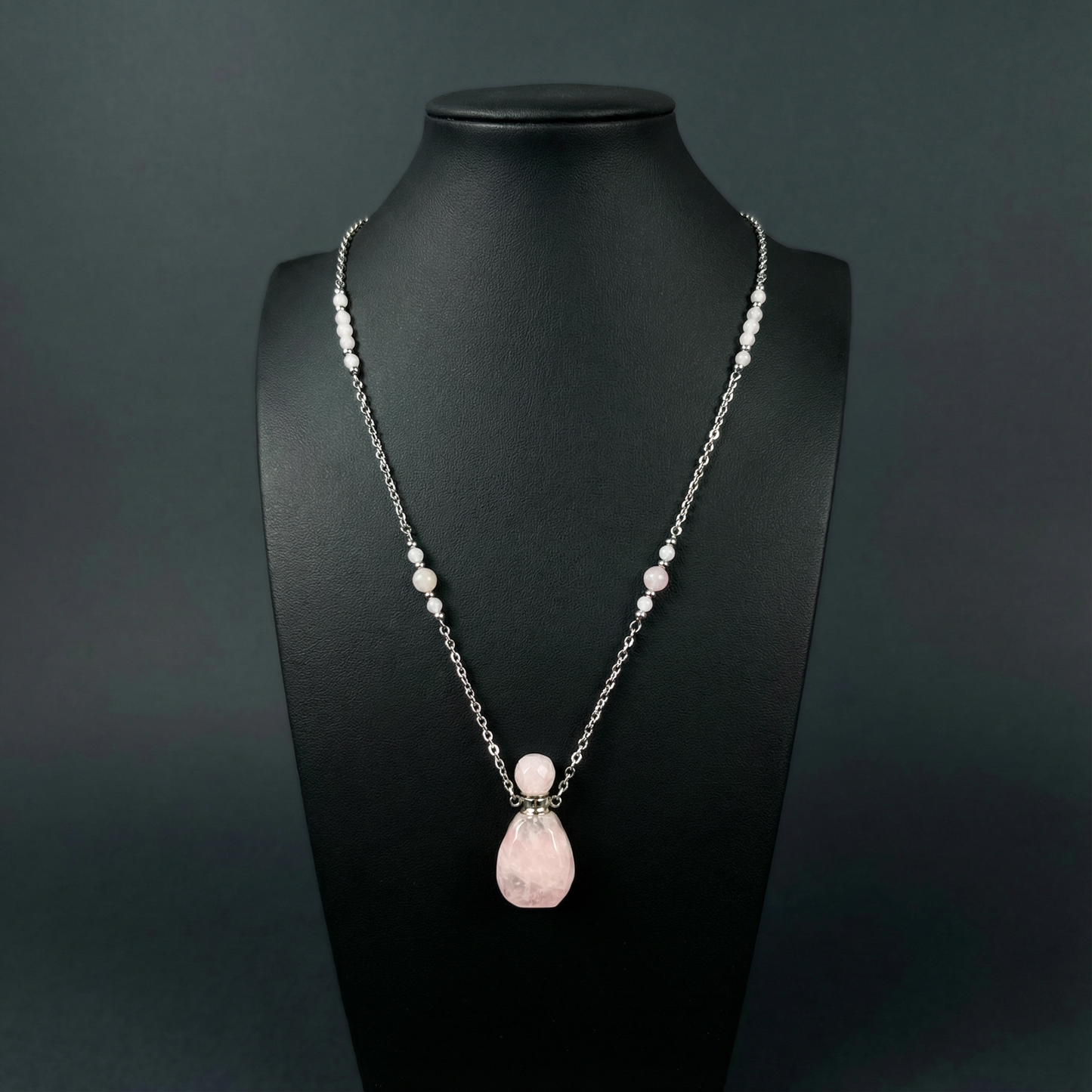 Perfume and potion bottle necklace in rose quartz Baguette Magick
