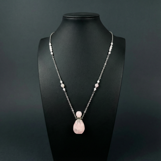 Perfume and potion bottle necklace in rose quartz Baguette Magick