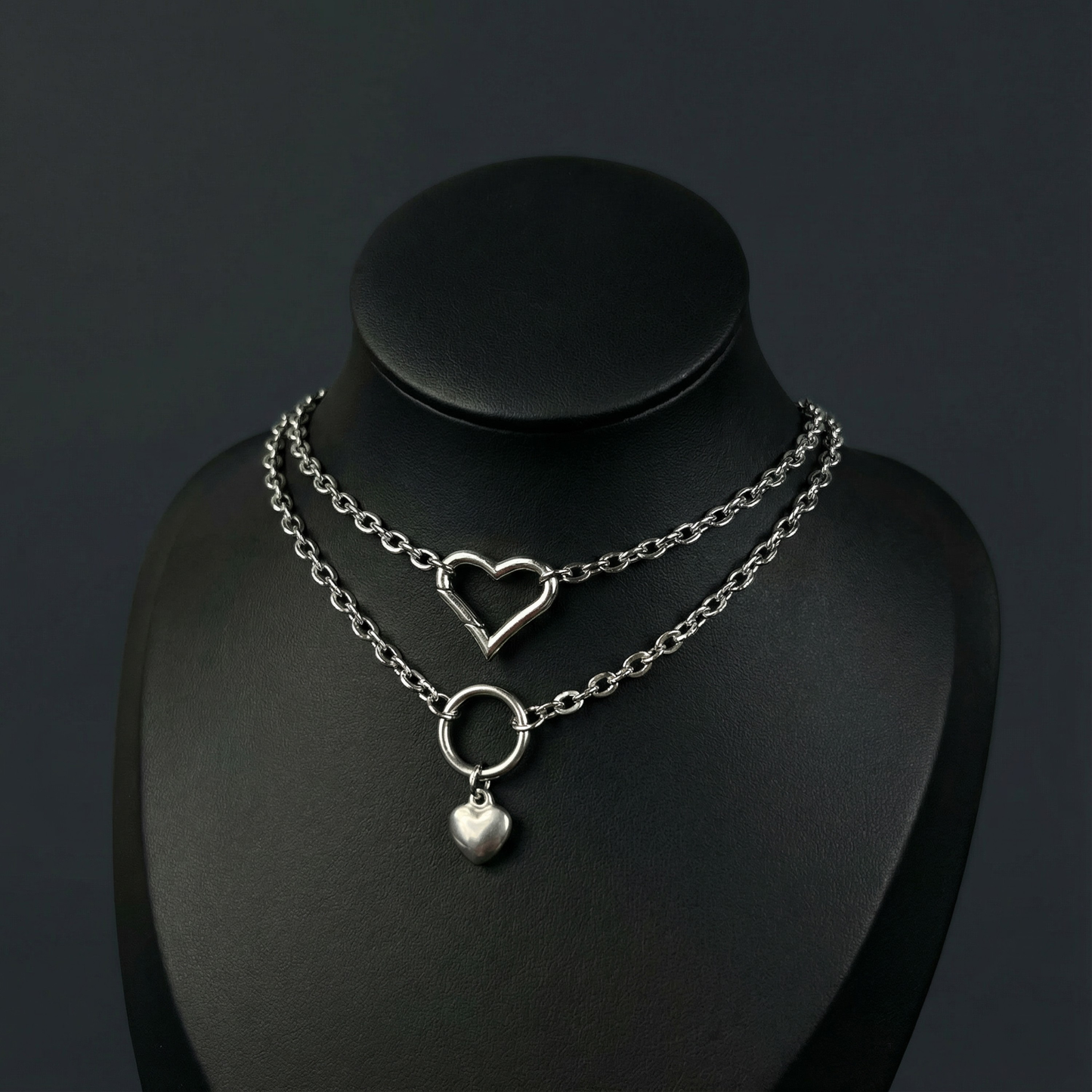 Heart choker, sweet and gothic necklace, two versions, stainless steel Baguette Magick