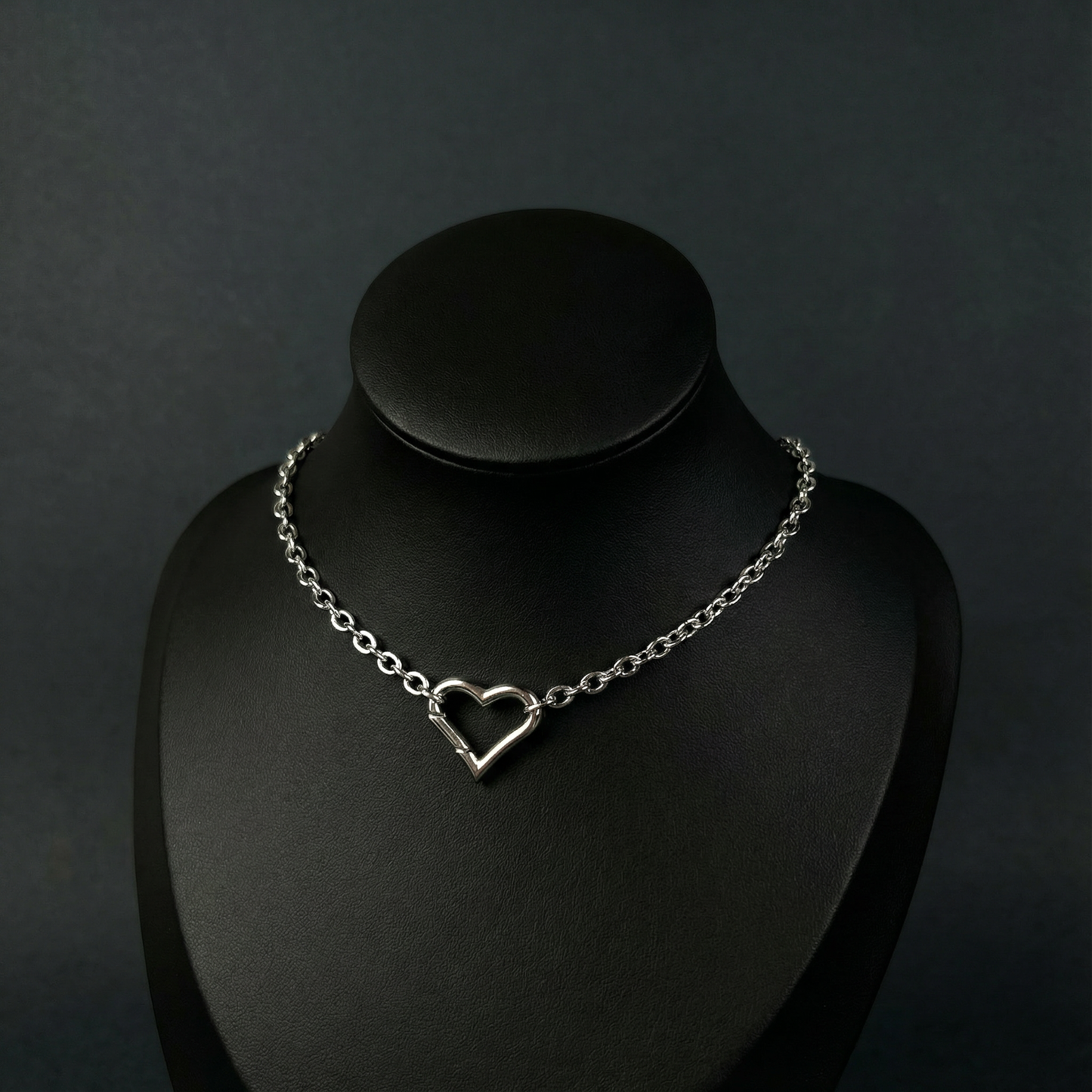 Heart choker, sweet and gothic necklace, two versions, stainless steel Baguette Magick