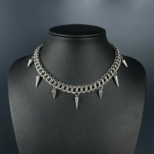Half Persian chainmail choker with spikes, gothic necklace Baguette Magick