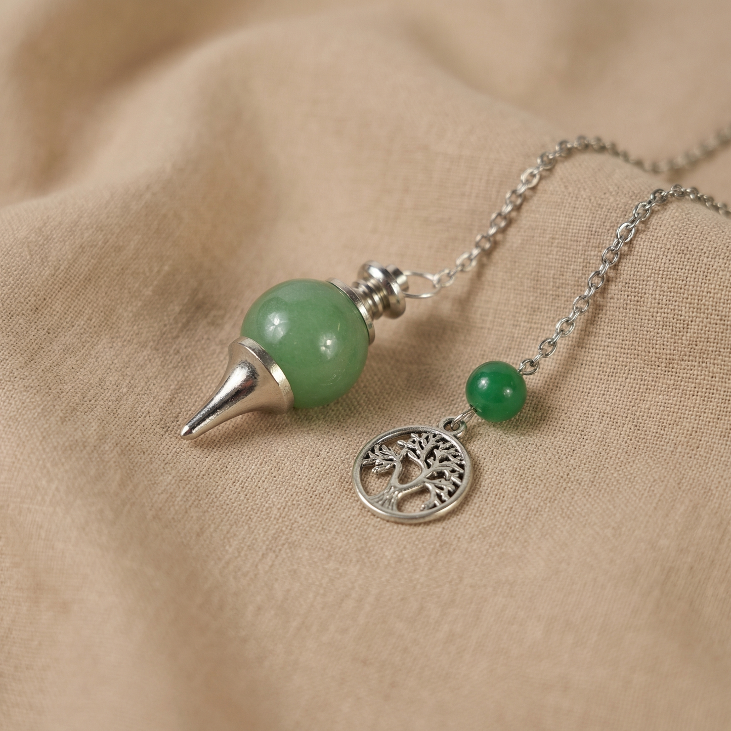 Aventurine and tree of life Sephoroton dowsing pendulum