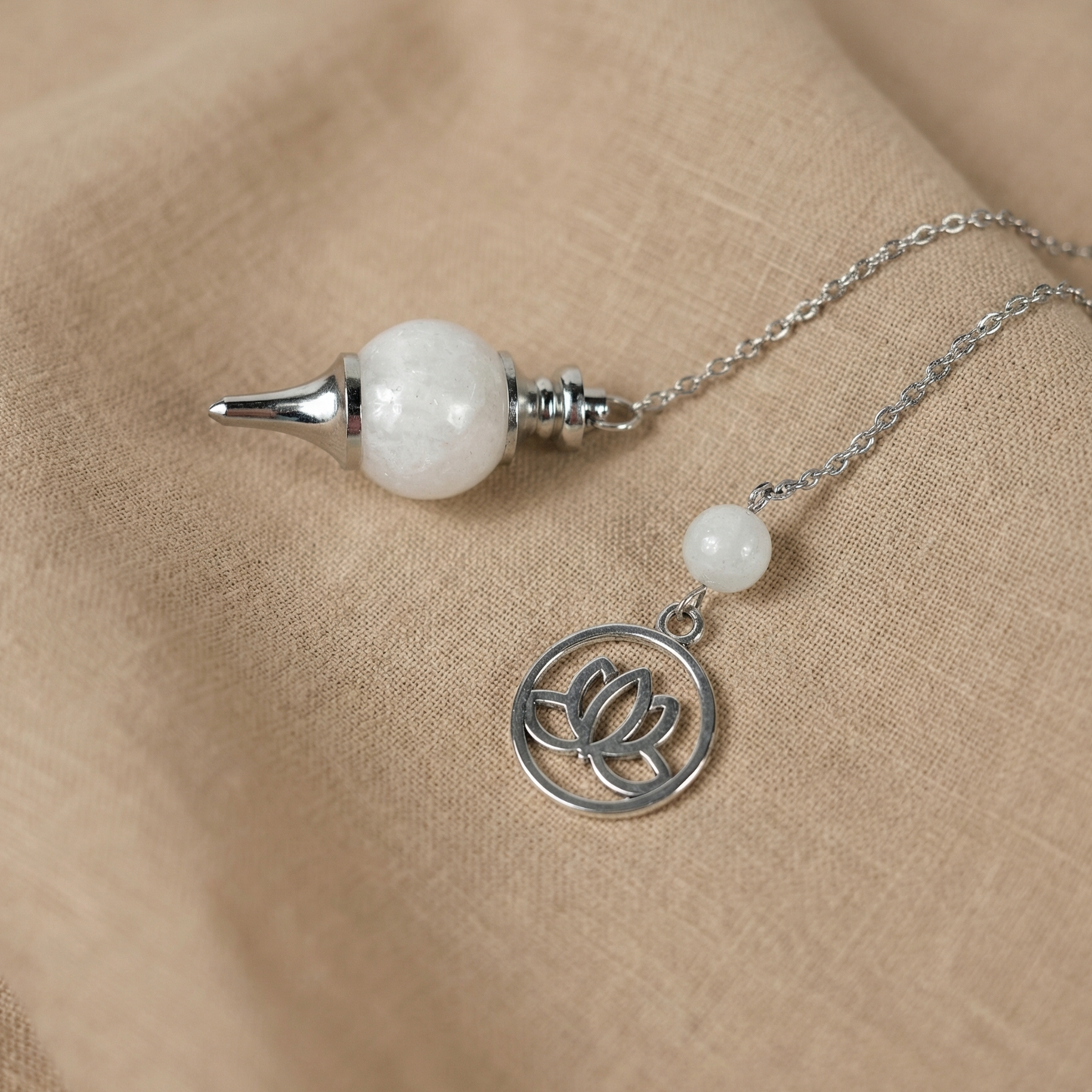 Clear quartz and lotus Sephoroton dowsing pendulum Baguette Magick