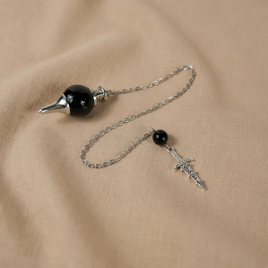 Black agate, obsidian and dagger Sephoroton dowsing pendulum