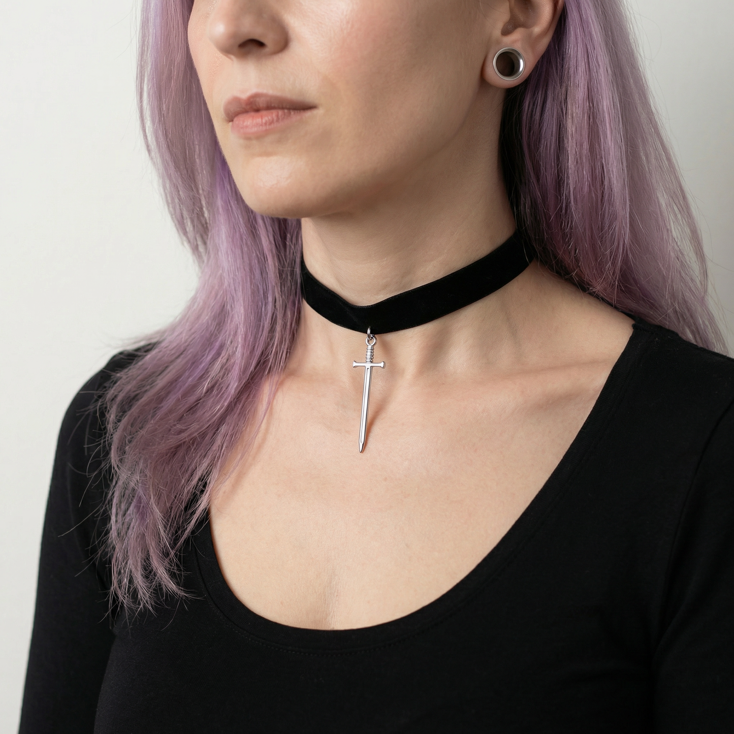 Black velvet Sword medieval fantasy gothic choker Baguette Magick