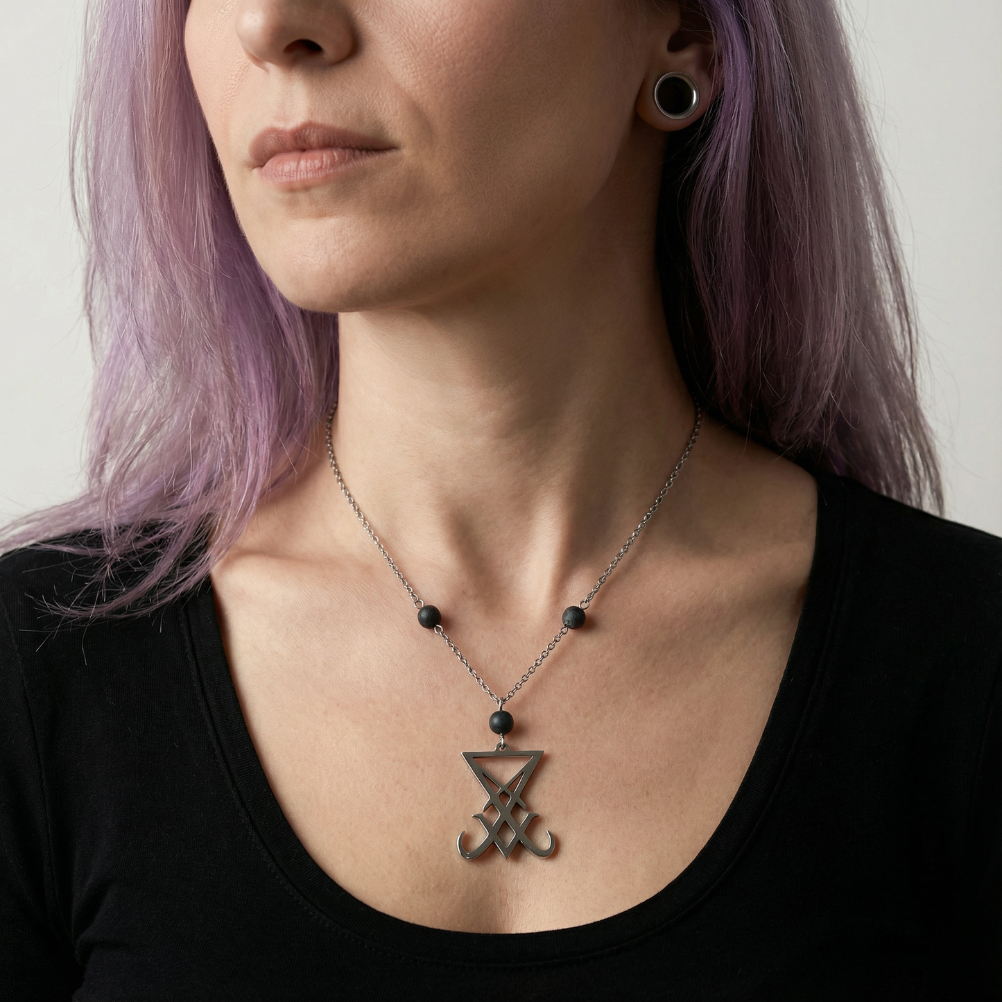 Sigil of Lucifer necklace, shungite