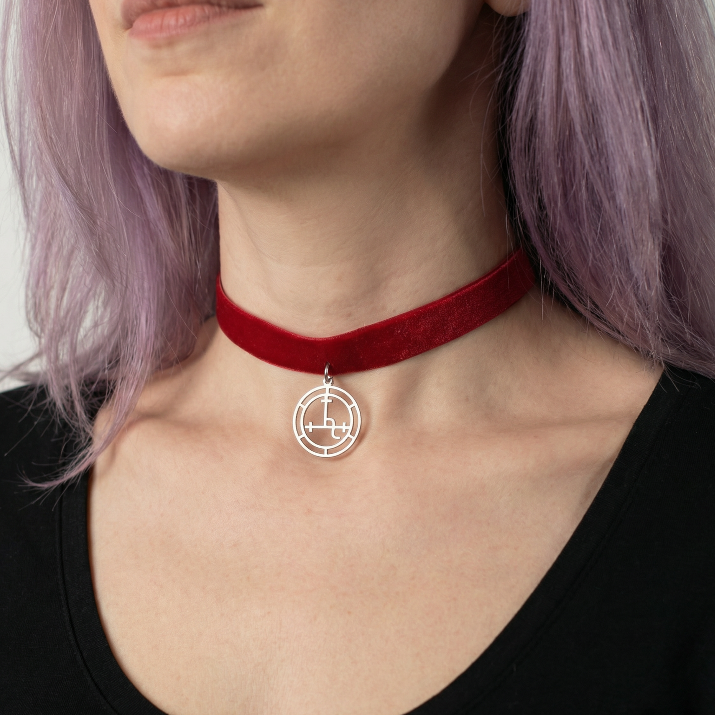 Red velvet Lilith sigil occult gothic choker Baguette Magick