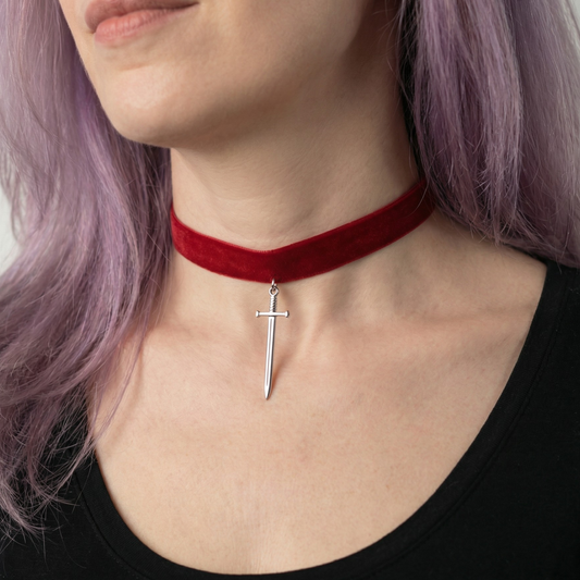 Red velvet Sword medieval fantasy gothic choker Baguette Magick